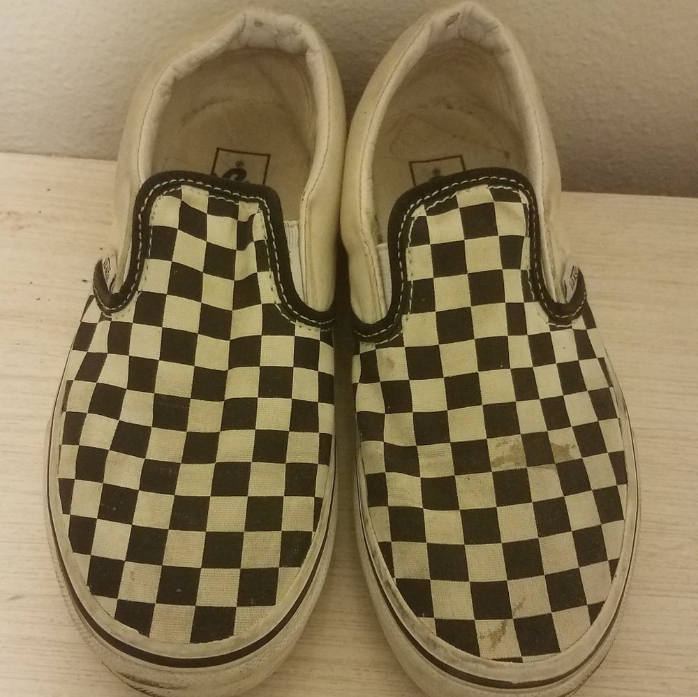 VANS checkered slip on|Creme| Size 3 kids